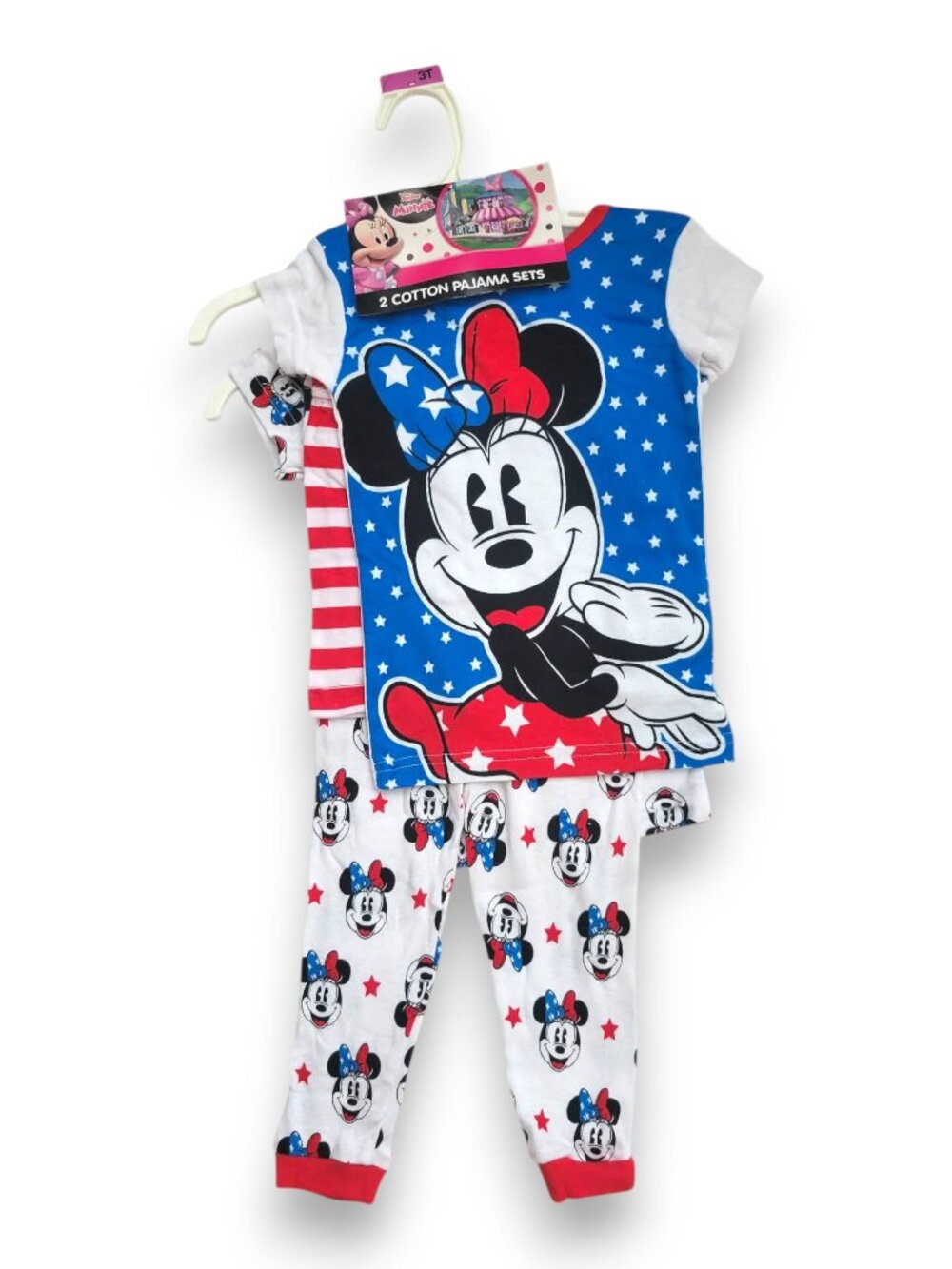 Disney Junior Minnie Mouse Pajama Set of 2 Girls Size 3T Red White Blue NWT